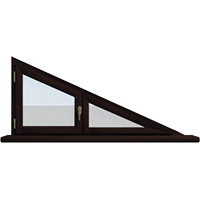 Деревянное окно – треугольник из лиственницы Модель 112 Браун